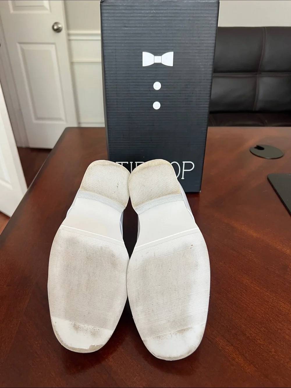 🍇🤍Tip Top Kids White Patent Tuxedo Shoes